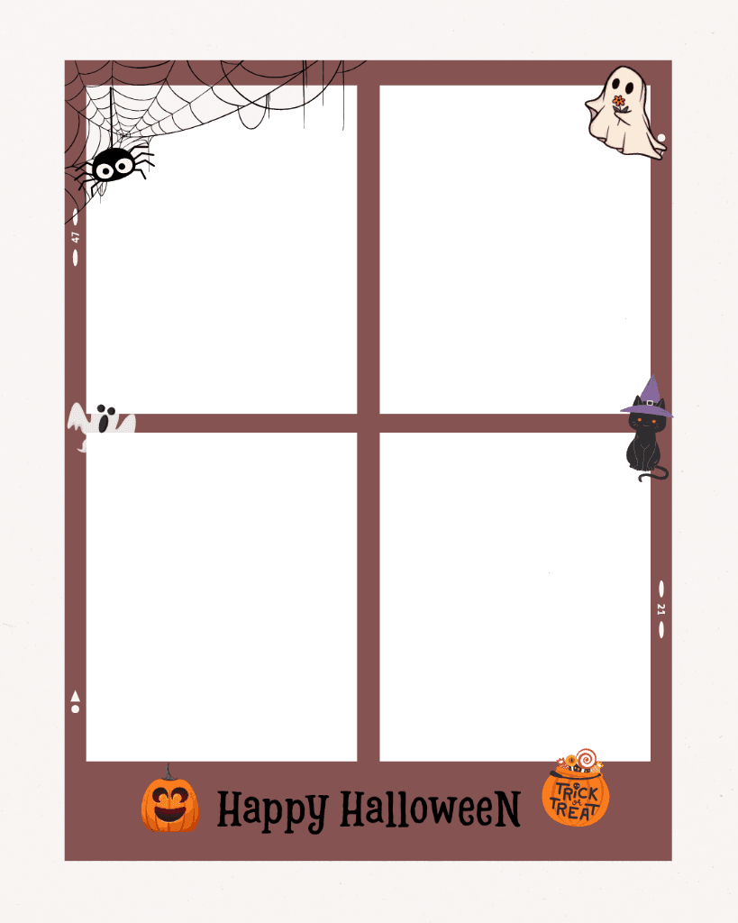 Mẫu photobooth Halloween Mèo Đen & Bí Ngô 4 Ô