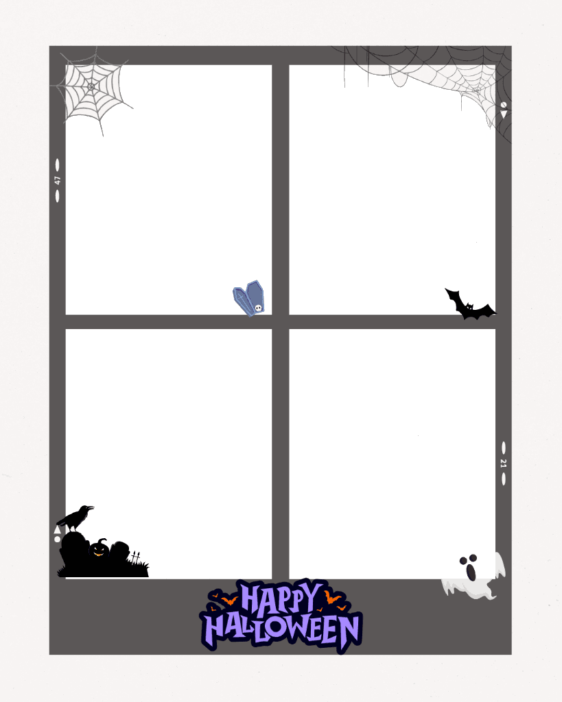 Mẫu photobooth Halloween Nghĩa Địa Ma Quái 4 Ô