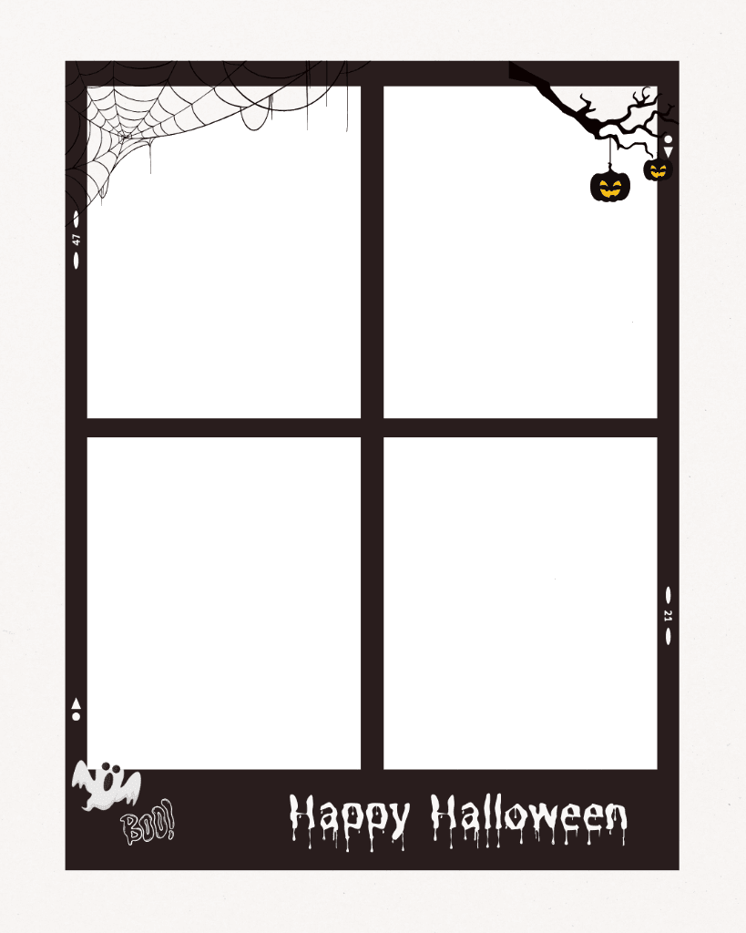 Mẫu photobooth Halloween Cây Ma & Bí Ngô Nhỏ 4 Ô