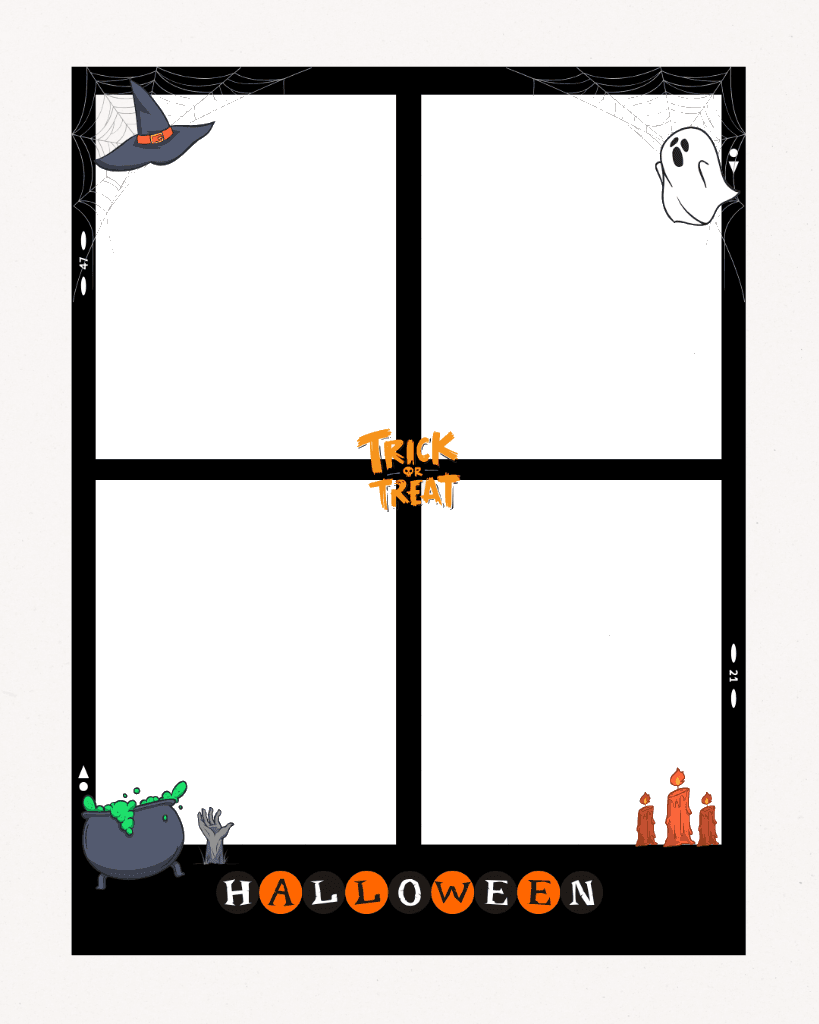 Mẫu photobooth Halloween Đêm Phù Thủy 4 Ô