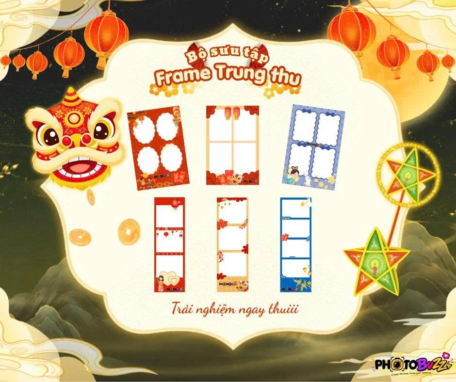 Thiết kế khung ảnh Trung Thu online miễn phí cùng PhotoBuzz