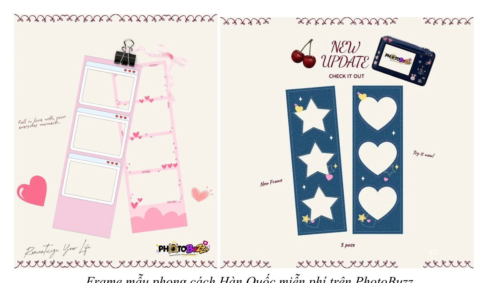 Frame mẫu phong cách Hàn Quốc miễn phí trên PhotoBuzz